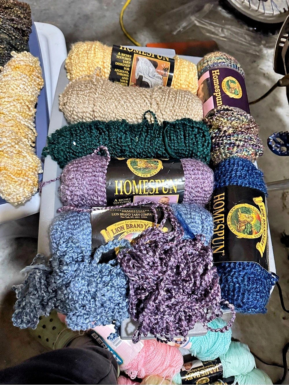 Lion Brand Homespun Yarn Lot Blue & Purple huge lot